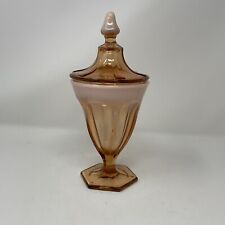 Vintage LIDDED CANDY APOTHECARY JAR OPALESANT PINK ELEGANT GLASS 10