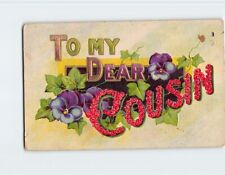 Postcard To My Dear Cousin with Embossed Flowers Leaves Art Print picture