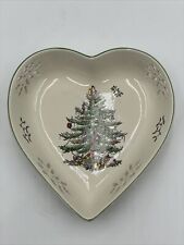 Vintage Spode Christmas Tree Heart Shape Candy Trinket Dish Christmas Santa 7” picture