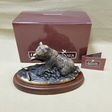 Vintage O'Brien Gallery Originals Bronze Tone Grizzly Bear Catching Fish w/ Box picture