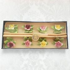 Vintage Royal Adderly Floral Bone China Pink & Yellow Roses Place Card Holders picture