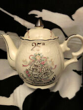 Lefton 25th Anniversary Teapot Bells Ribbons Flowers Embossed Patten Never Used picture