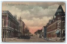 1911 Business Street Classic Cars Horse Carriage Dodge City Kansas KS Postcard picture