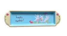 Blossoms & Blooms Happy Easter Ceramic Narrow Tray Bunnies Rabbits Eggs Kohl's  picture