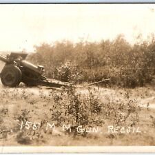 WWII-era US 155mm Howitzer M1918 RPPC Gun Recoil USMC Army Real Photo PC A137 picture