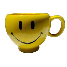 Vintage Yellow 16 oz Happy Smile Face Coffee Cup Mug Tea Teleflora Gift Happy  picture