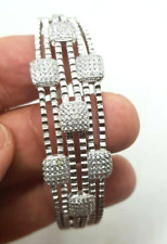 Women's Ladies Genuine 925 Sterling Silver SWAROVSKI  Bracelet Wide Heavy picture