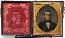 Ruby Red Ambrotype 1/6 Plate Extremely Clear Noble Man Bow Tie Parted Hair picture