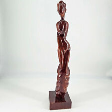 Vintage Mid Century Modern MCM Hand Carved Wood Sculpture of Naked Lady Woman 13 picture