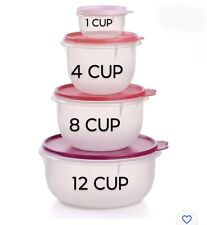 SALE Tupperware Classic Mixing Bowls 4pc Set Flat Bottoms w/A Touch of Pink picture