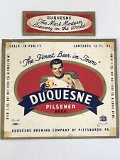Vintage Duquesne Brewing Beer Label Pittsburgh Pennsylvania & Neckband 12oz picture