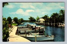 Port Salerno FL-Florida, Boats At Harbor, Vintage Postcard picture