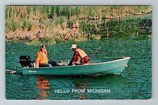MI-Michigan, General Greetings, On A Boat In The Lake, Vintage Postcard picture