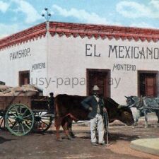 Vintage 1910s Oxen Carts Pawnshop El Mexicano Montepio  Laredo Texas Postcard picture