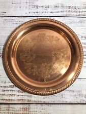 10” Round Embossed Coppercraft Guild Copper Serving Tray picture