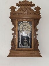 June 8 1885 ANSONIA Ornate Oak Wood Mantel Clock 25.5x14.25”Works -Excellent picture