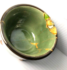 Kintsugi Japanese style repair technique, Green tea cup w/sea glass accents, VG picture
