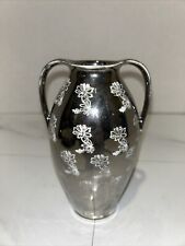 Fostoria? Silver Over Glass Art Deco Flowered Vase picture