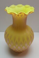 Vintage or Antique Italian Murano Yellow Mother of Pearl Satin Glass Vase picture