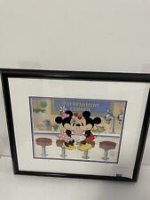 Walt Disney Mickey And Minnie Soda shop Sweethearts Framed COA Picture picture