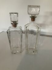 VTG MIDCENTURY MODERNIST  FACETED GLASS DECANTER BOTTLE - SET OF 2. Barware picture