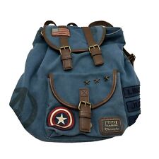 Marvel Loungefly Backpack Captain America Canvas Disney Flap Travel Carry On Bag picture