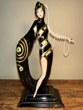 Vtg Art Deco Franklin Mint House of Erte Pearls and Emeralds Lady Figure Ltd Ed picture