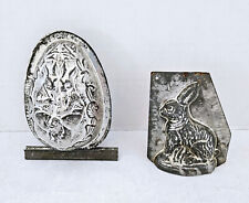 ANTIQUE EPPELSHEIMER 3D EGG BUNNY RABBIT FROG CHOCOLATE CANDY & HALF RABBIT MOLD picture