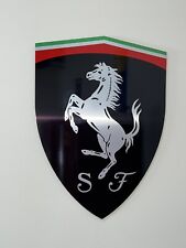 Large 18” Shield Ferrari  Black Racing Inspired Brushed Aluminum Sign picture