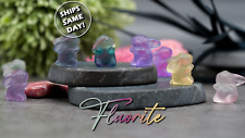 Mini Rainbow Fluorite Crystal Bunny Rabbit Carving Cute Tiny Animal Figurine picture