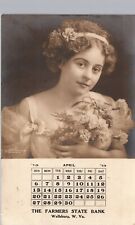 FARMERS STATE BANK ADVERTISING GIRL wellsburg wv real photo postcard rppc picture