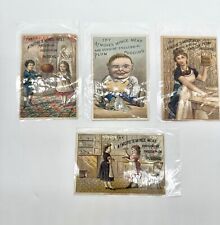 Lot Of 4 Atmore’s Mince Meat trade cards Antique Victorian Boy w/slice RARE Kids picture