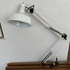 VTG 60's LEDU Drafting Desk Lamp White 35” Articulating Swing Arm MCM Retro picture