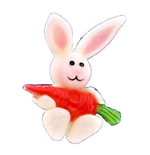 RARE Hallmark PIN Easter Vintage BUNNY Rabbit LONG EARS w CARROT 1975 Brooch picture