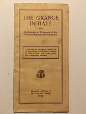 The Grange Initiate 1925 Declatation of Purposes of The Order of Husbandry Maine picture
