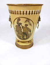 Vintage Tole Cachepot Table Jardiniere Pot Lion Head Rings and Feet Greek Altar picture