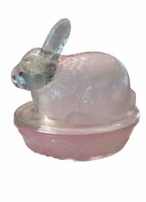 Vintage Pink Nesting Bunny Galerie Covered Candy Trinket Dish picture