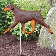 Doberman Pinscher Outdoor Garden Sign Hand Painted Figure Red/Tan Uncropped picture