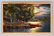 Warren RI-Rhode Island, General Greetings, Boat on Lake Antique Vintage Postcard picture