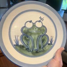 Vintage M.A. Hadley Frog 11” Dinner Plate Hand Painted Glazed Stoneware picture