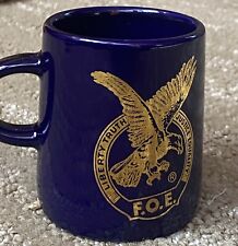 Vintage Fraternal Order of Eagles F.O.E. Cobalt Blue Ceramic Espresso cup RARE picture