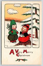 Christmas~Mary La Fenetra Russell~ART DECO Kids Under Tree Eat Candy~Mistletoe picture