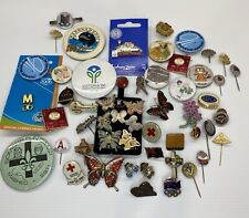 Bulk Lot of 54 Badges & Pins - Vintage & Contemporary picture