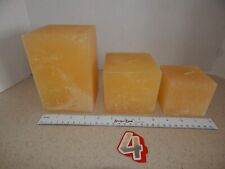 VINTAGE LOT OF 3 SQUARE CANDLES  3 SIZES IVORY MADE IN SPAIN (#4) picture