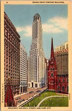 VINTAGE POSTCARD IRVING TRUST COMPANY BUILDING BROADWAY WALL STREET NEW YORK picture