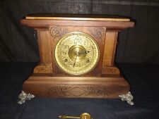 Antique Vintage Waterbury Footed Mantle Parlor Kitchen Chime Clock Works picture
