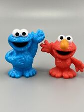 2 Sesame Street 3” Plastic Toy Figures Elmo and Cookie Monster Cake Toppers picture