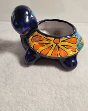 Hand Painted Amdna Mexico Pottery Turtle Planter 4.5