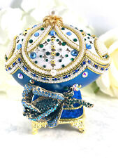 VINTAGE Fabrege egg Music Blue Rose Faberge Wedding Faberge SET style  Handmade picture