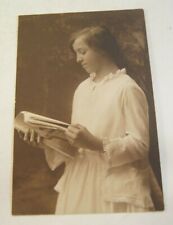 Women Girl Reading a Book Mildred Lyons Vintage Black & White Photo 3.75